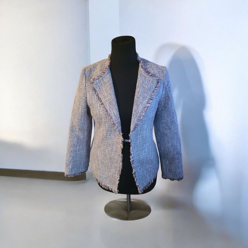 Banana Republic Neutral Tweed Blazer With Fringe Size 4
